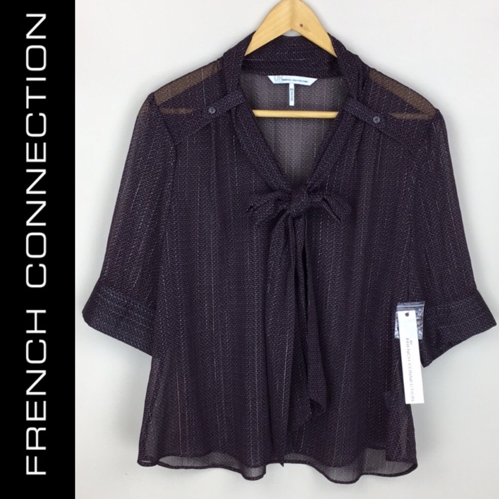French Connection Sheer Blouse NWT - Picture 2 of 10